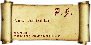 Para Julietta névjegykártya